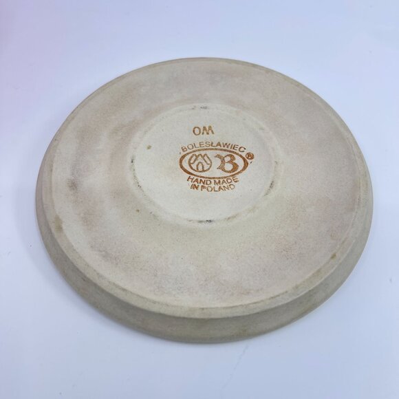 vintage boleslawiec polish pottery trivet "peacock" pattern handcrafted 6 1/2" - Picture 3 of 3